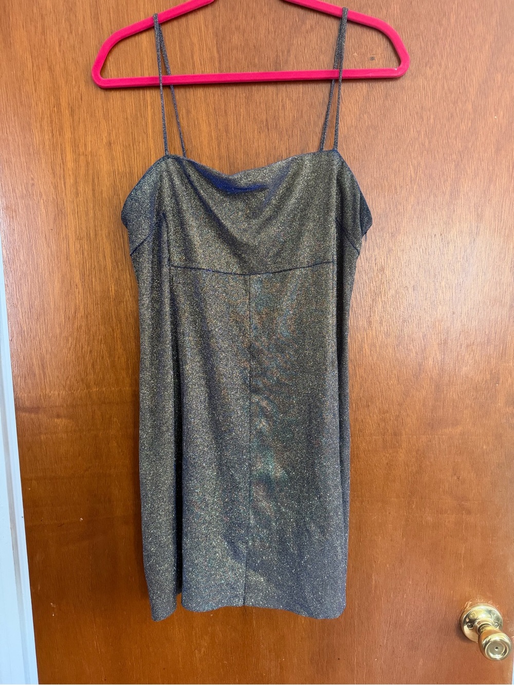 Gold Shimmer Metallic Mini Slip Dress - 14